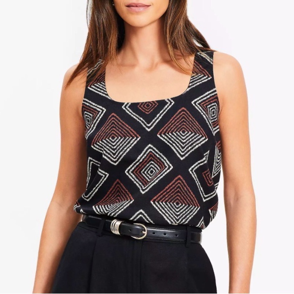 The Loft Geometric Patterned Black and Brown Women's Top